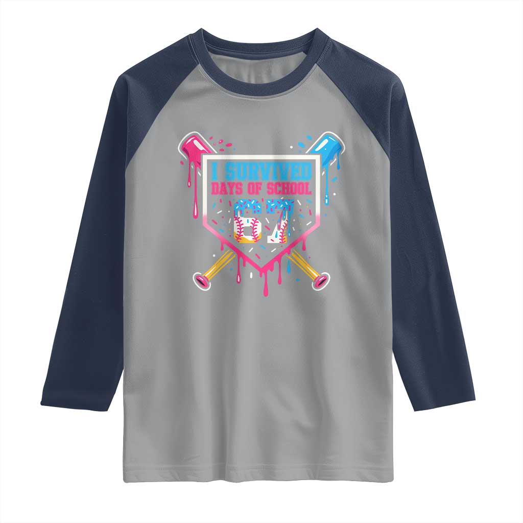 I Survived 67 Days Of School Baseball Ice Cream Raglan Shirt Funny Christmas Six Seven Meme - Wonder Print Shop