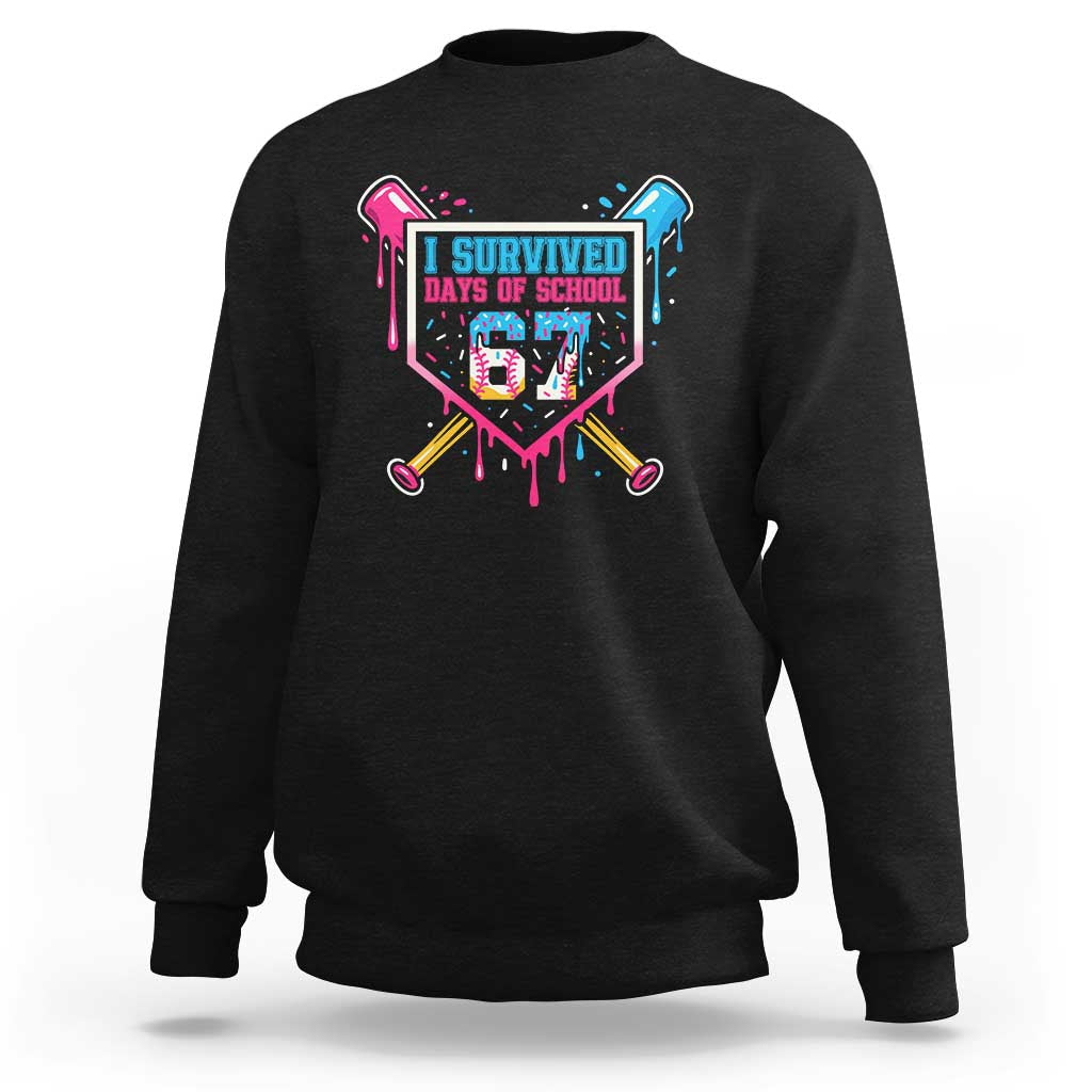 I Survived 67 Days Of School Baseball Ice Cream Sweatshirt Funny Christmas Six Seven Meme - Wonder Print Shop