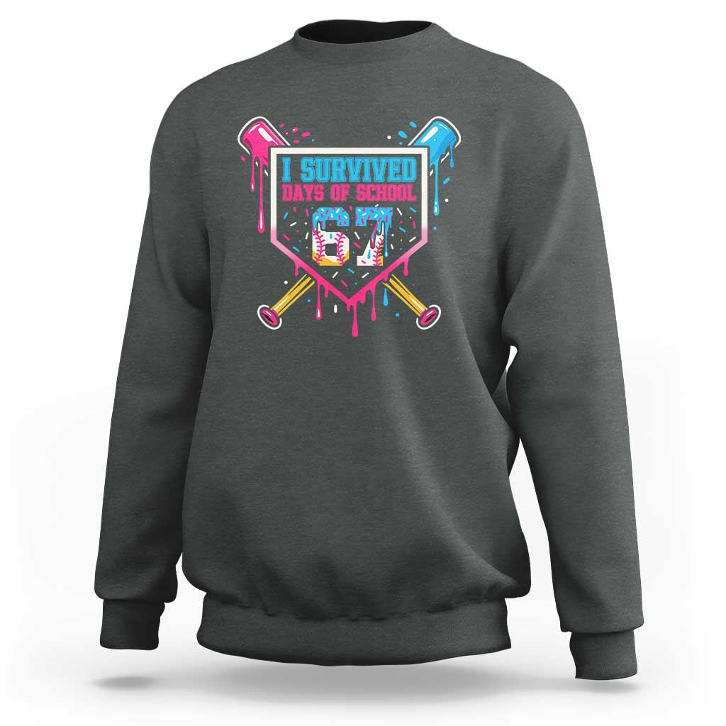 I Survived 67 Days Of School Baseball Ice Cream Sweatshirt Funny Christmas Six Seven Meme - Wonder Print Shop