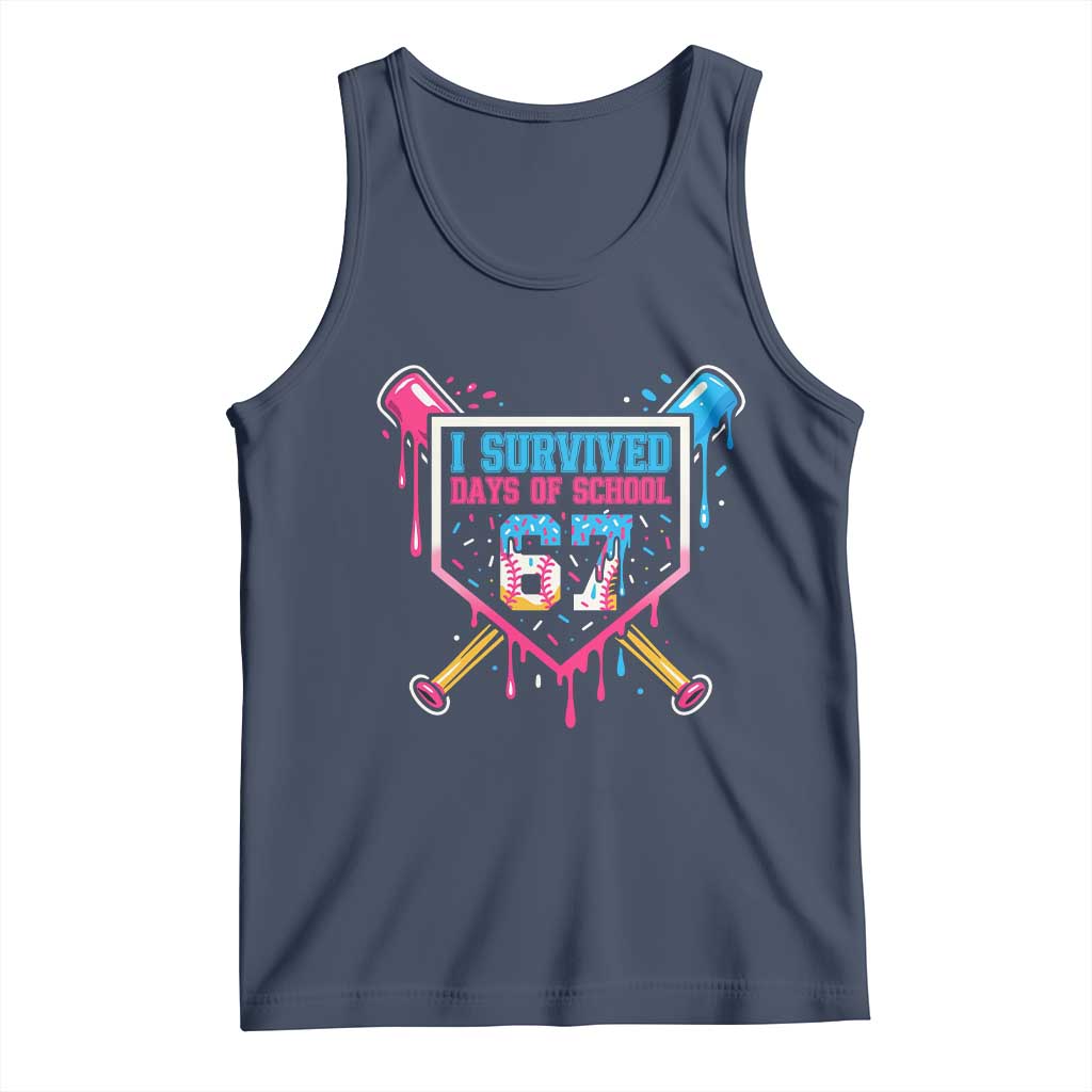 I Survived 67 Days Of School Baseball Ice Cream Tank Top Funny Christmas Six Seven Meme - Wonder Print Shop
