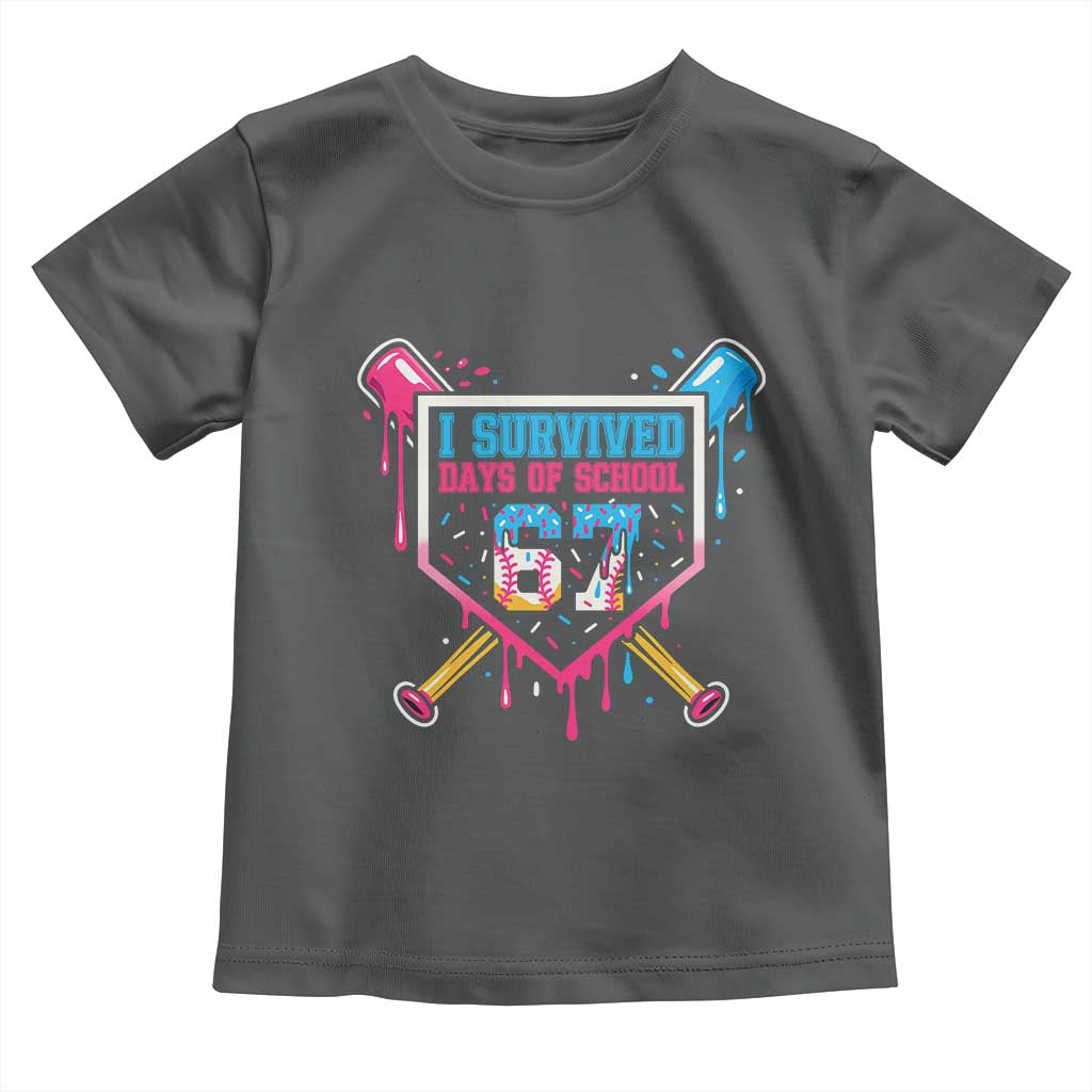 I Survived 67 Days Of School Baseball Ice Cream Toddler T Shirt Funny Christmas Six Seven Meme - Wonder Print Shop