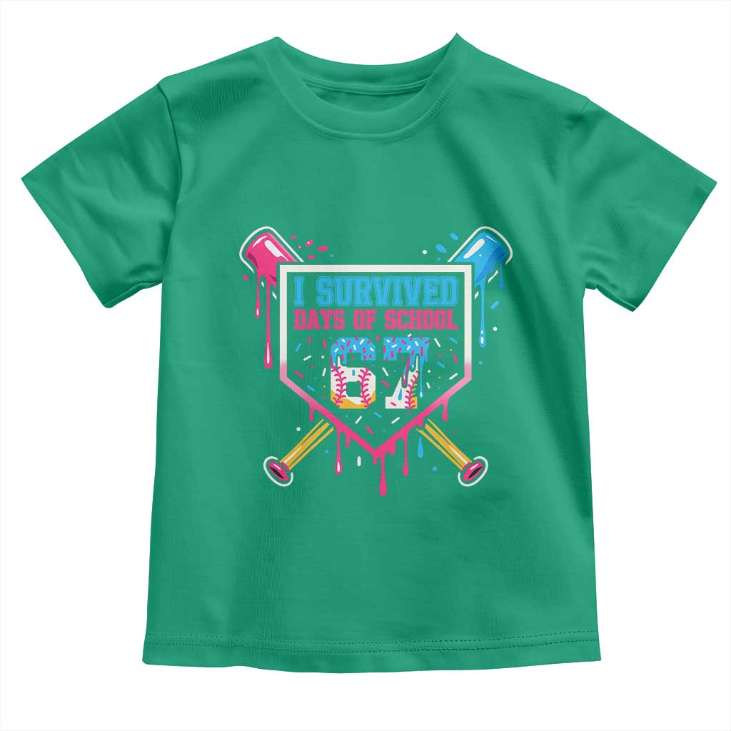 I Survived 67 Days Of School Baseball Ice Cream Toddler T Shirt Funny Christmas Six Seven Meme - Wonder Print Shop