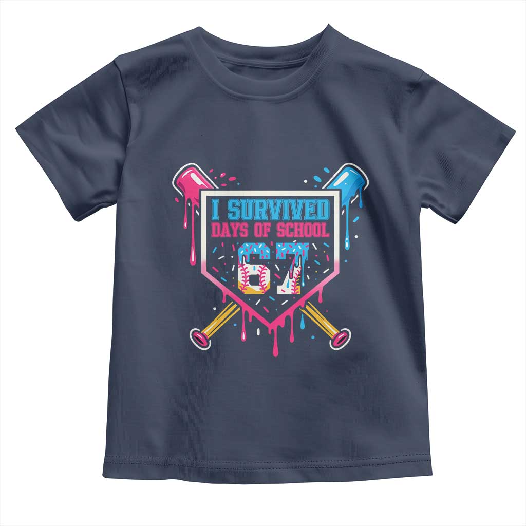 I Survived 67 Days Of School Baseball Ice Cream Toddler T Shirt Funny Christmas Six Seven Meme - Wonder Print Shop