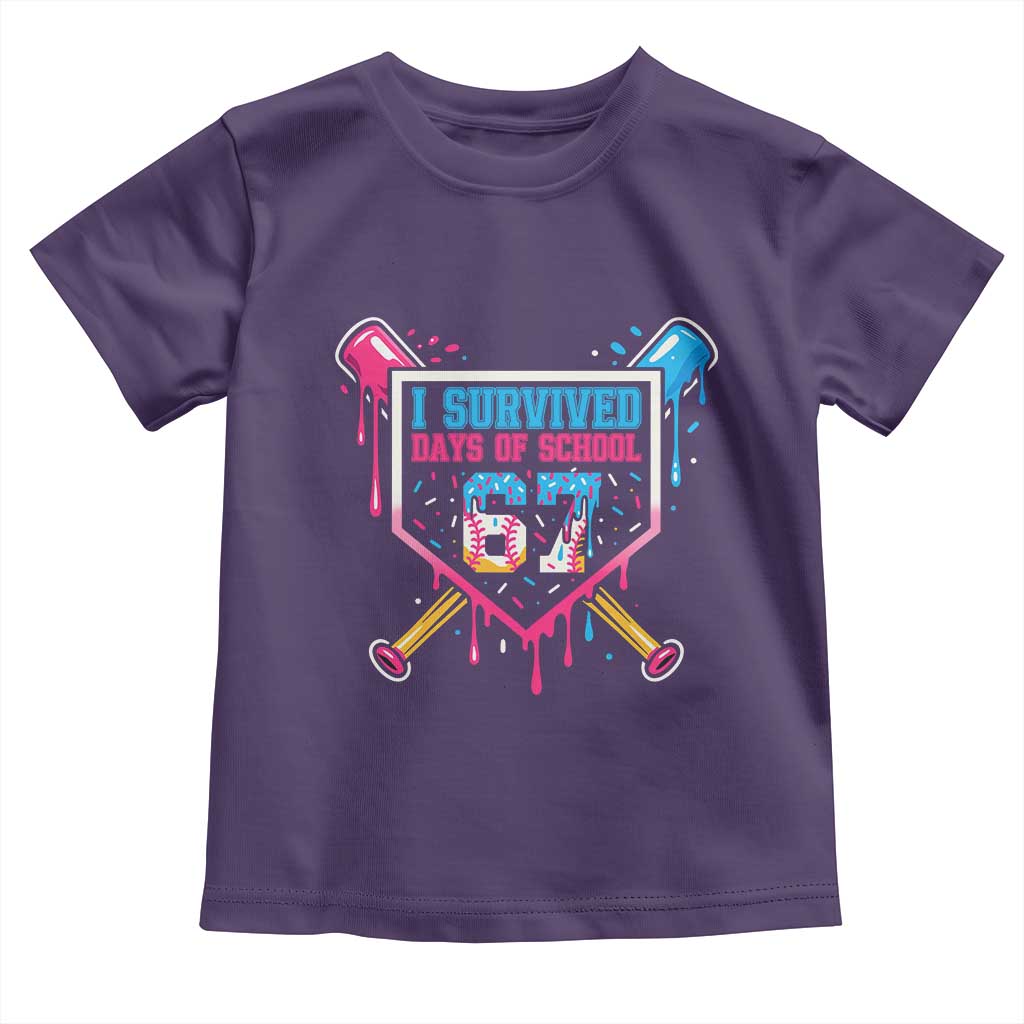 I Survived 67 Days Of School Baseball Ice Cream Toddler T Shirt Funny Christmas Six Seven Meme - Wonder Print Shop