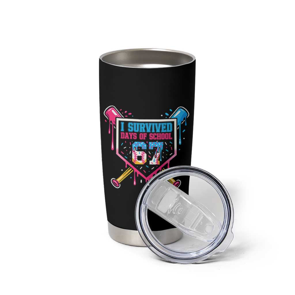 I Survived 67 Days Of School Baseball Ice Cream Tumbler Cup Funny Christmas Six Seven Meme - Wonder Print Shop