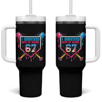 I Survived 67 Days Of School Baseball Ice Cream Tumbler With Handle Funny Christmas Six Seven Meme - Wonder Print Shop