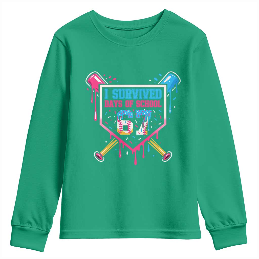I Survived 67 Days Of School Baseball Ice Cream Youth Sweatshirt Funny Christmas Six Seven Meme - Wonder Print Shop