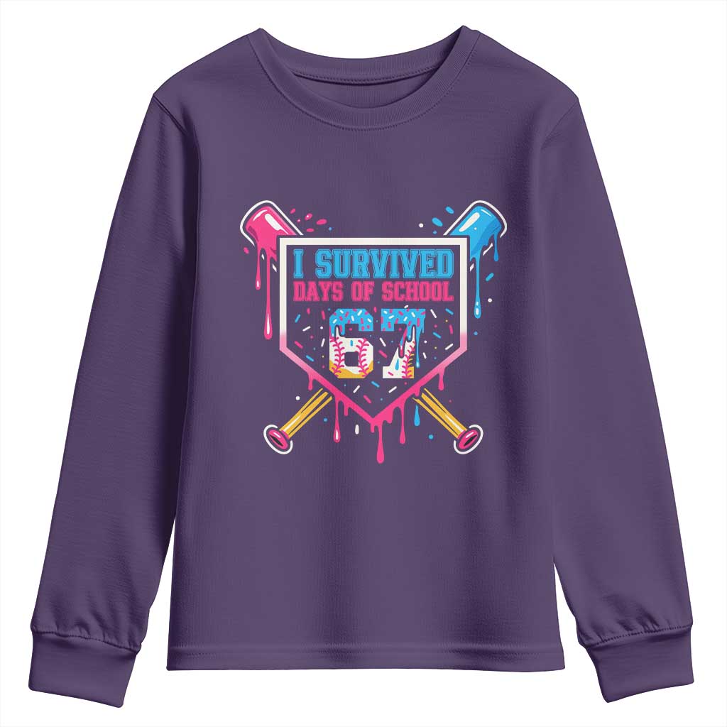 I Survived 67 Days Of School Baseball Ice Cream Youth Sweatshirt Funny Christmas Six Seven Meme - Wonder Print Shop