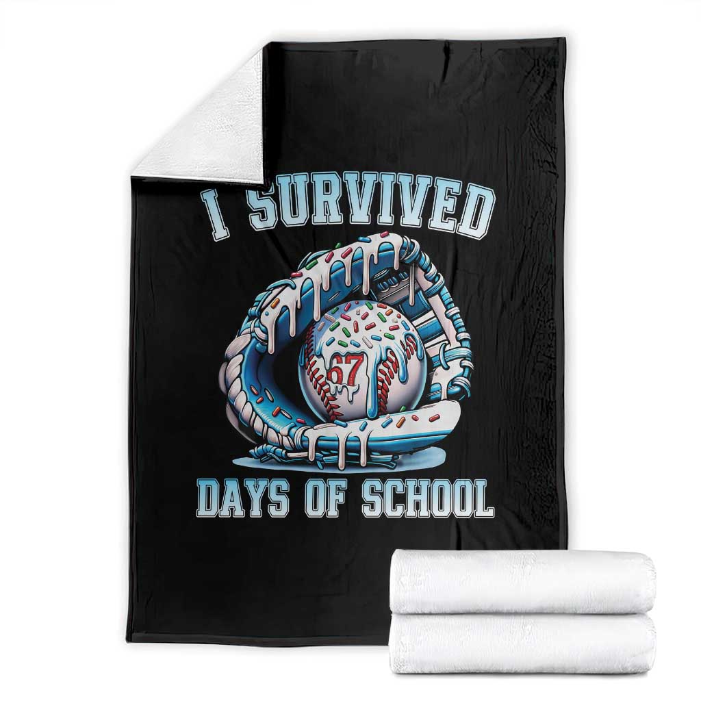 I Survived 67 Days Of School Baseball Glove Ice Cream Throw Blanket Funny Christmas Six Seven Meme - Wonder Print Shop