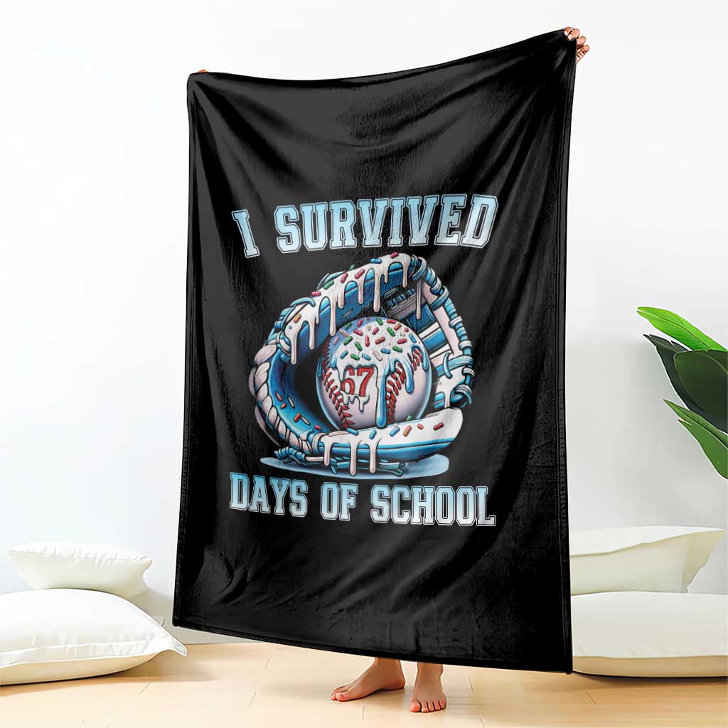 I Survived 67 Days Of School Baseball Glove Ice Cream Throw Blanket Funny Christmas Six Seven Meme - Wonder Print Shop