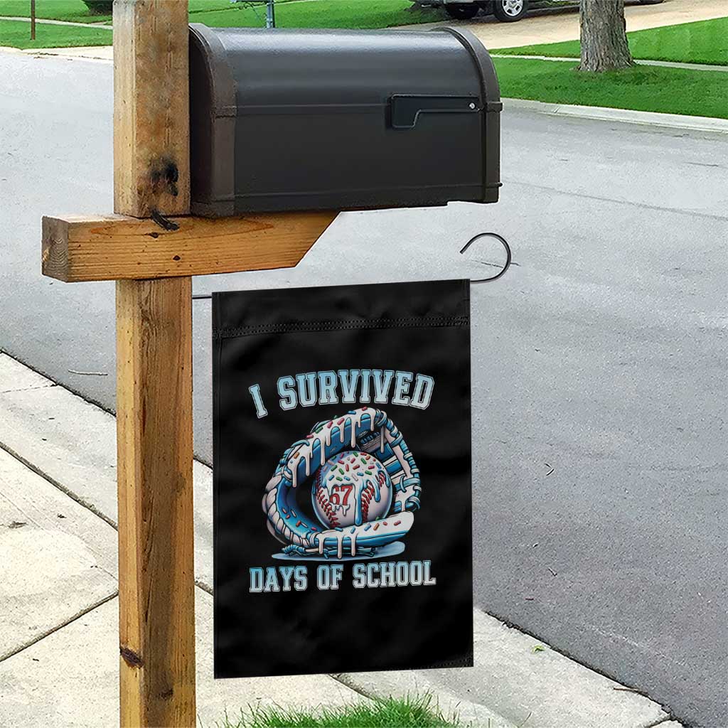 I Survived 67 Days Of School Baseball Glove Ice Cream Garden Flag Funny Christmas Six Seven Meme - Wonder Print Shop