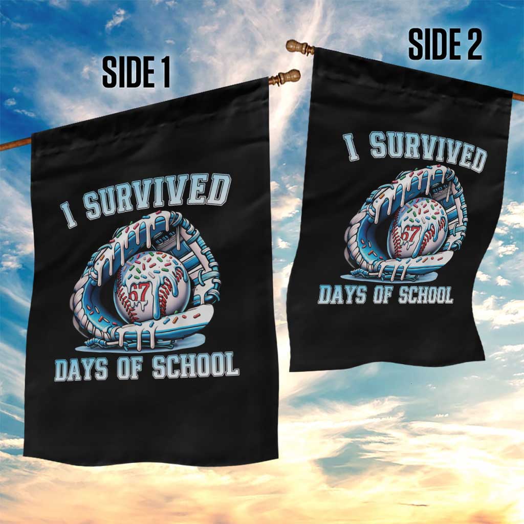 I Survived 67 Days Of School Baseball Glove Ice Cream Garden Flag Funny Christmas Six Seven Meme - Wonder Print Shop