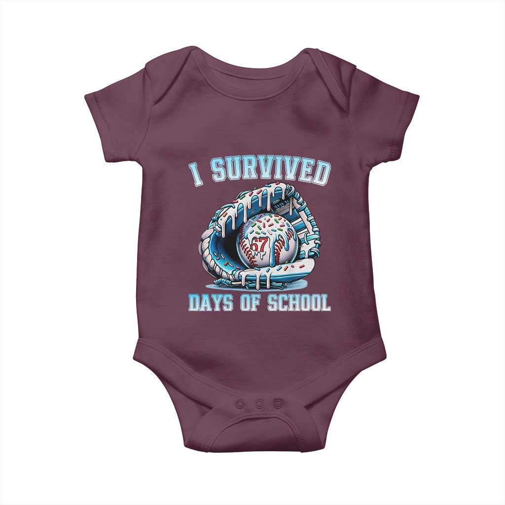I Survived 67 Days Of School Baseball Glove Ice Cream Baby Onesie Funny Christmas Six Seven Meme - Wonder Print Shop