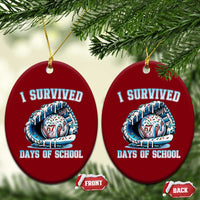 I Survived 67 Days Of School Baseball Glove Ice Cream Ceramic Ornament Funny Christmas Six Seven Meme - Wonder Print Shop