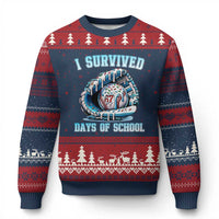 I Survived 67 Days Of School Baseball Glove Ice Cream Ugly Christmas Sweater Funny Xmas Six Seven Meme - Wonder Print Shop