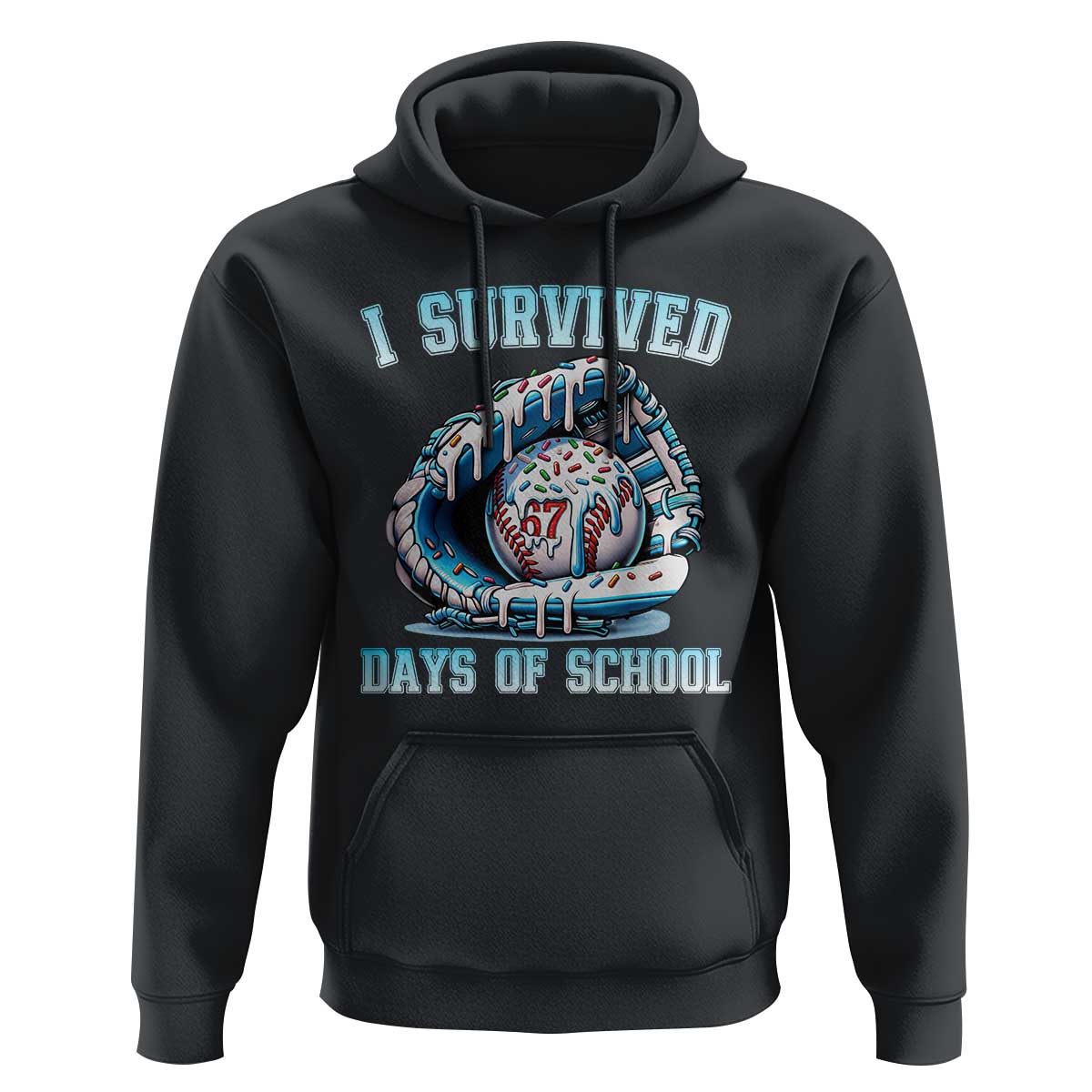 I Survived 67 Days Of School Baseball Glove Ice Cream Hoodie Funny Christmas Six Seven Meme - Wonder Print Shop