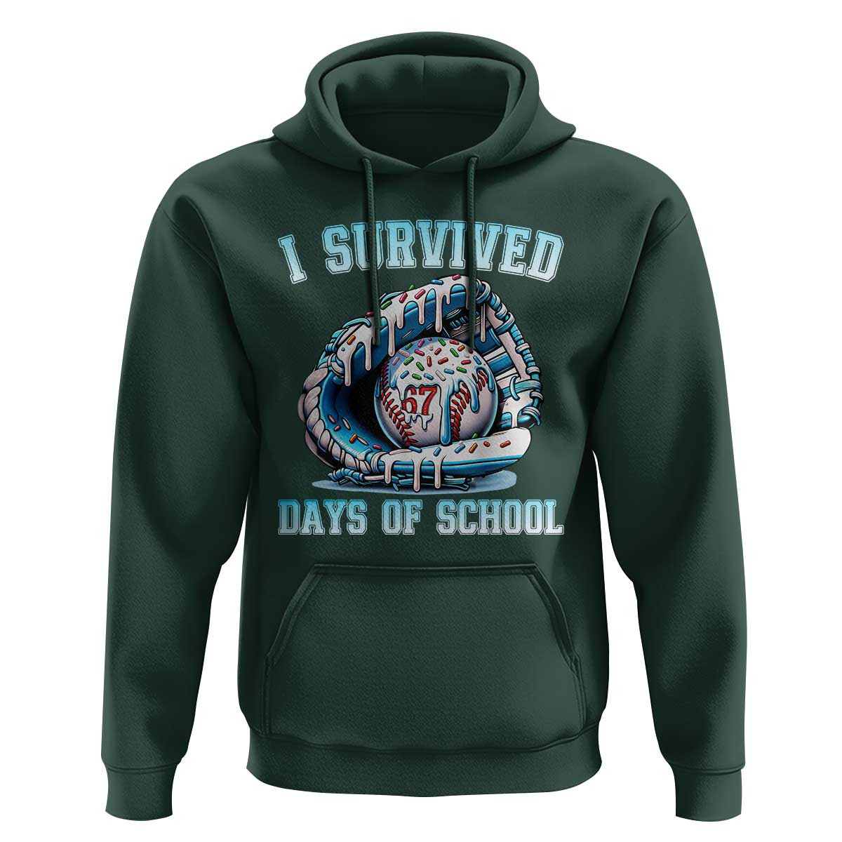 I Survived 67 Days Of School Baseball Glove Ice Cream Hoodie Funny Christmas Six Seven Meme - Wonder Print Shop