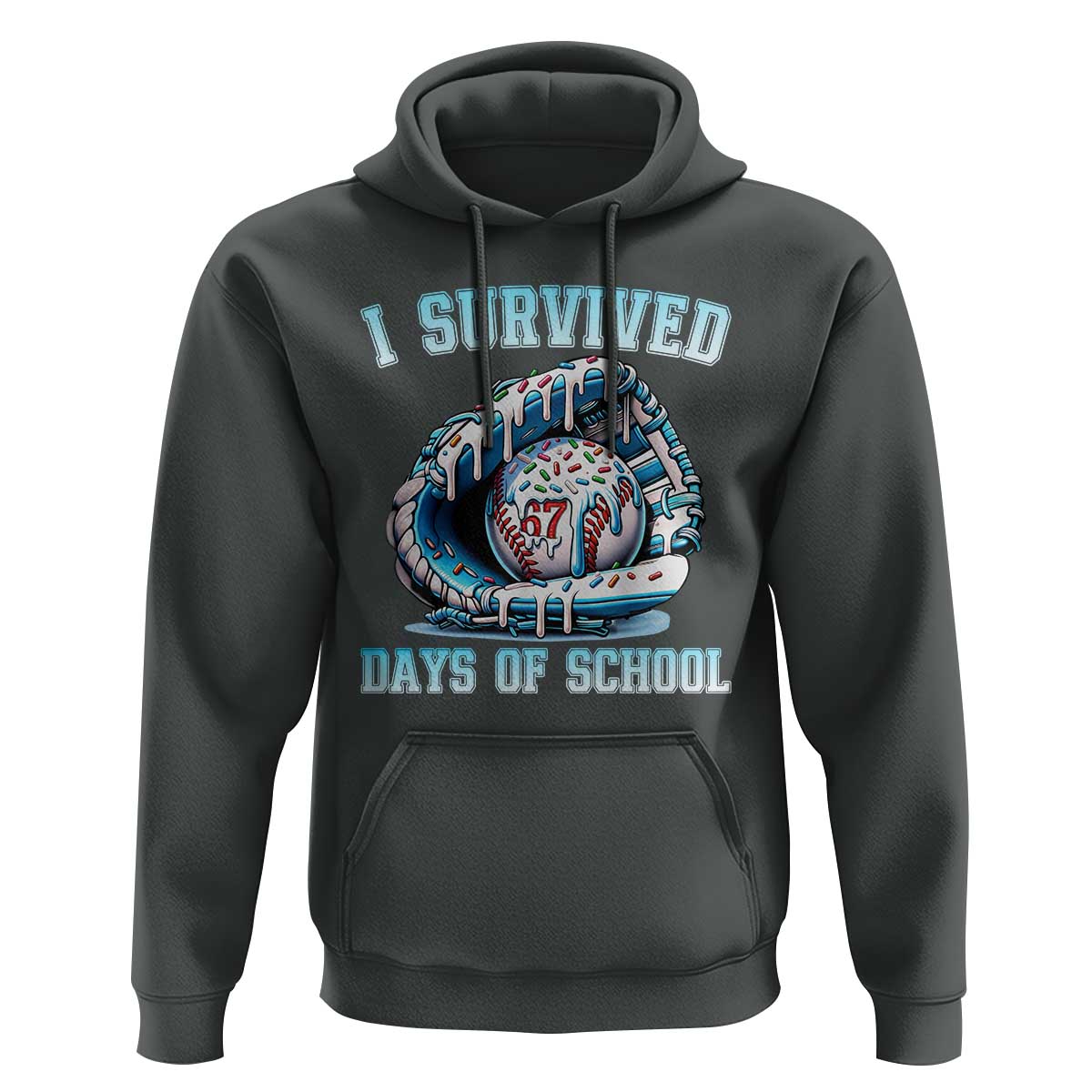 I Survived 67 Days Of School Baseball Glove Ice Cream Hoodie Funny Christmas Six Seven Meme - Wonder Print Shop