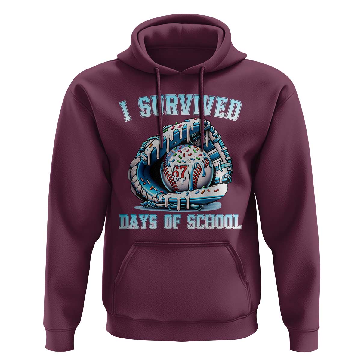 I Survived 67 Days Of School Baseball Glove Ice Cream Hoodie Funny Christmas Six Seven Meme - Wonder Print Shop