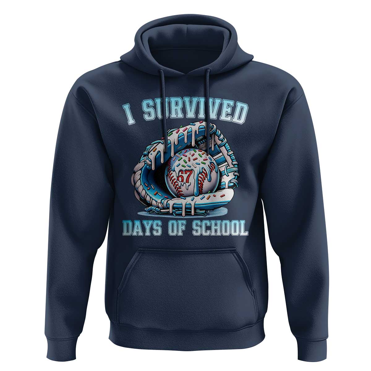 I Survived 67 Days Of School Baseball Glove Ice Cream Hoodie Funny Christmas Six Seven Meme - Wonder Print Shop