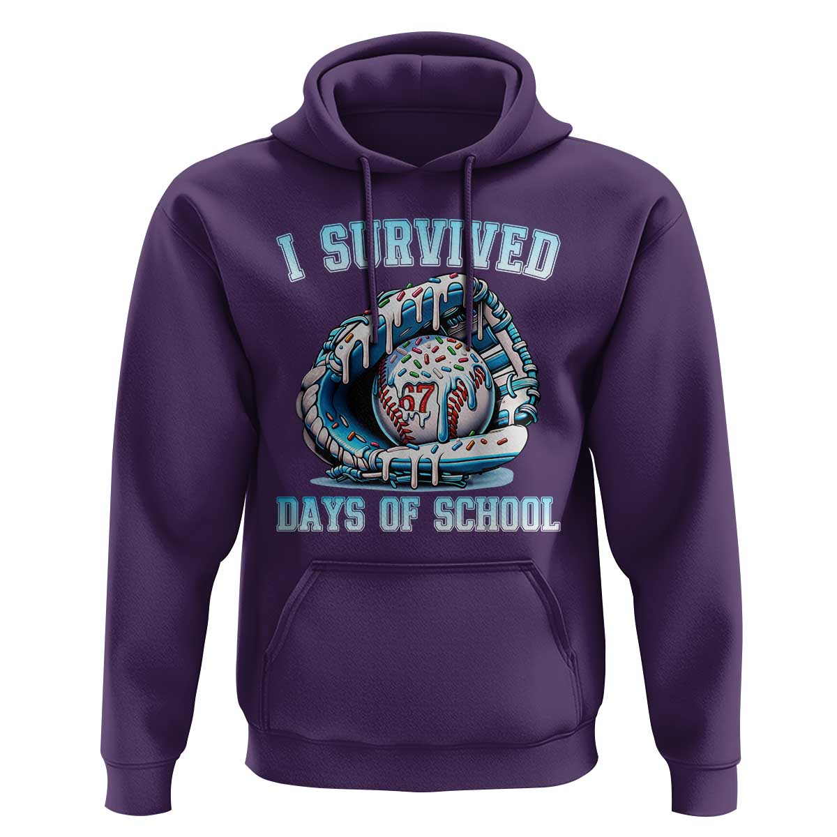 I Survived 67 Days Of School Baseball Glove Ice Cream Hoodie Funny Christmas Six Seven Meme - Wonder Print Shop