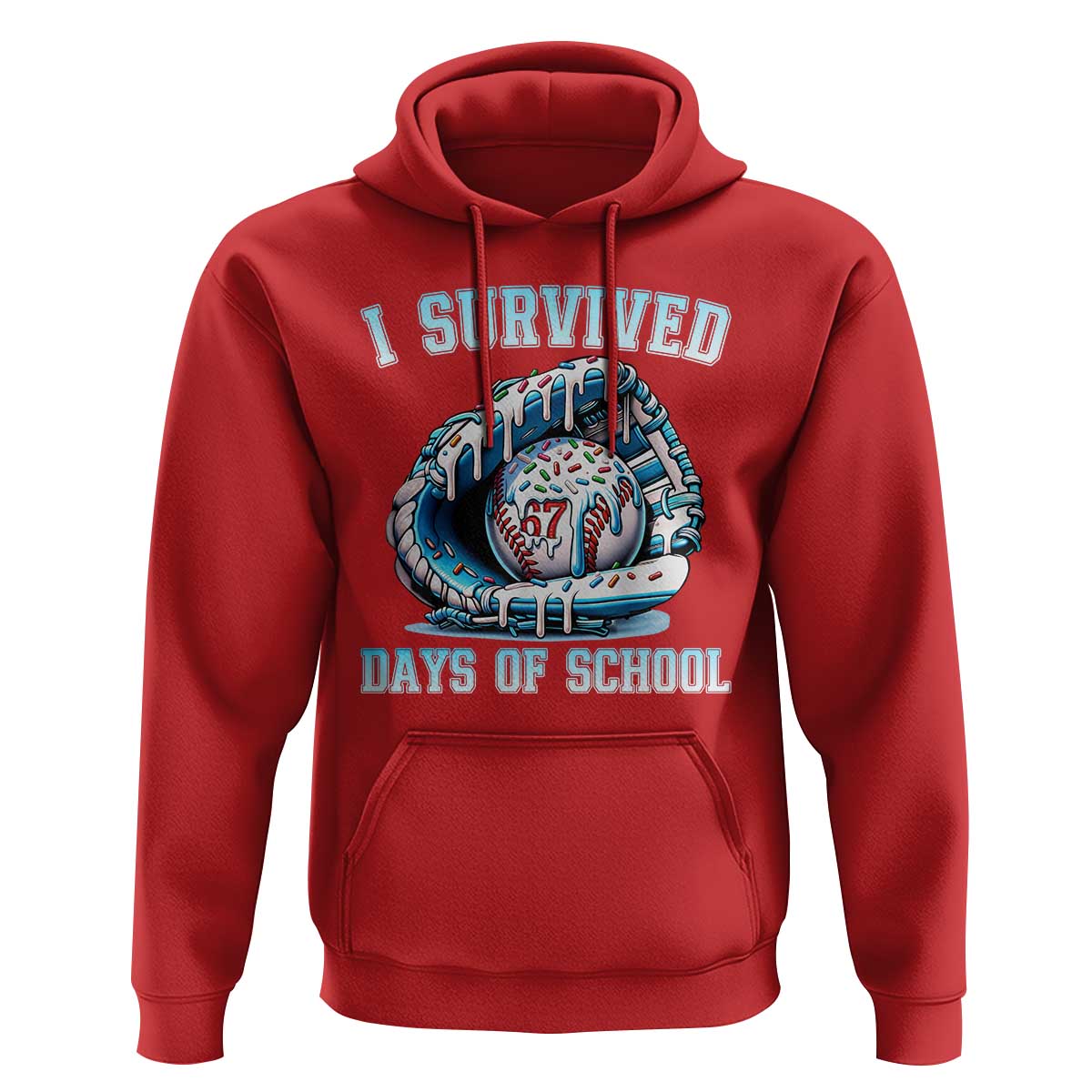 I Survived 67 Days Of School Baseball Glove Ice Cream Hoodie Funny Christmas Six Seven Meme - Wonder Print Shop