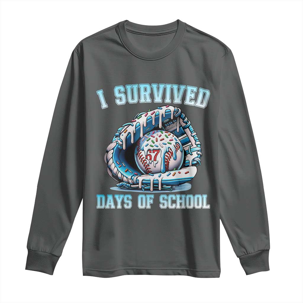 I Survived 67 Days Of School Baseball Glove Ice Cream Long Sleeve Shirt Funny Christmas Six Seven Meme - Wonder Print Shop