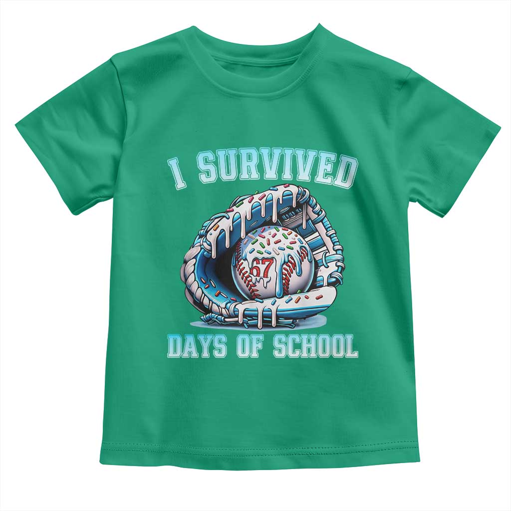 I Survived 67 Days Of School Baseball Glove Ice Cream Toddler T Shirt Funny Christmas Six Seven Meme - Wonder Print Shop