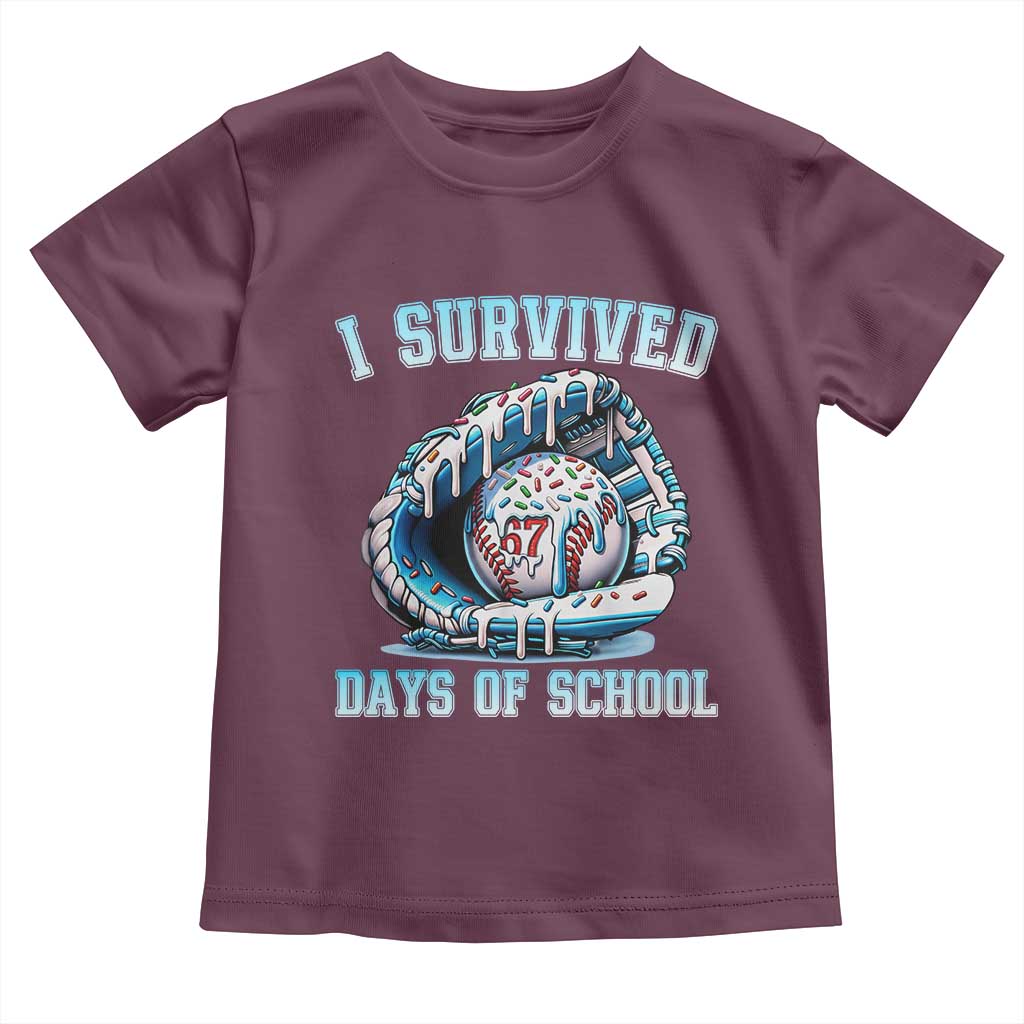 I Survived 67 Days Of School Baseball Glove Ice Cream Toddler T Shirt Funny Christmas Six Seven Meme - Wonder Print Shop