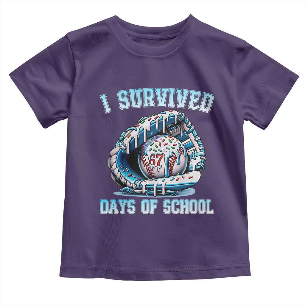 I Survived 67 Days Of School Baseball Glove Ice Cream Toddler T Shirt Funny Christmas Six Seven Meme - Wonder Print Shop