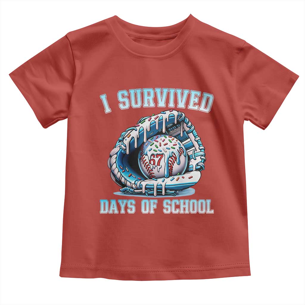I Survived 67 Days Of School Baseball Glove Ice Cream Toddler T Shirt Funny Christmas Six Seven Meme - Wonder Print Shop