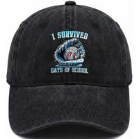 I Survived 67 Days Of School Baseball Glove Ice Cream Washed Cotton Baseball Cap Funny Christmas Six Seven Meme