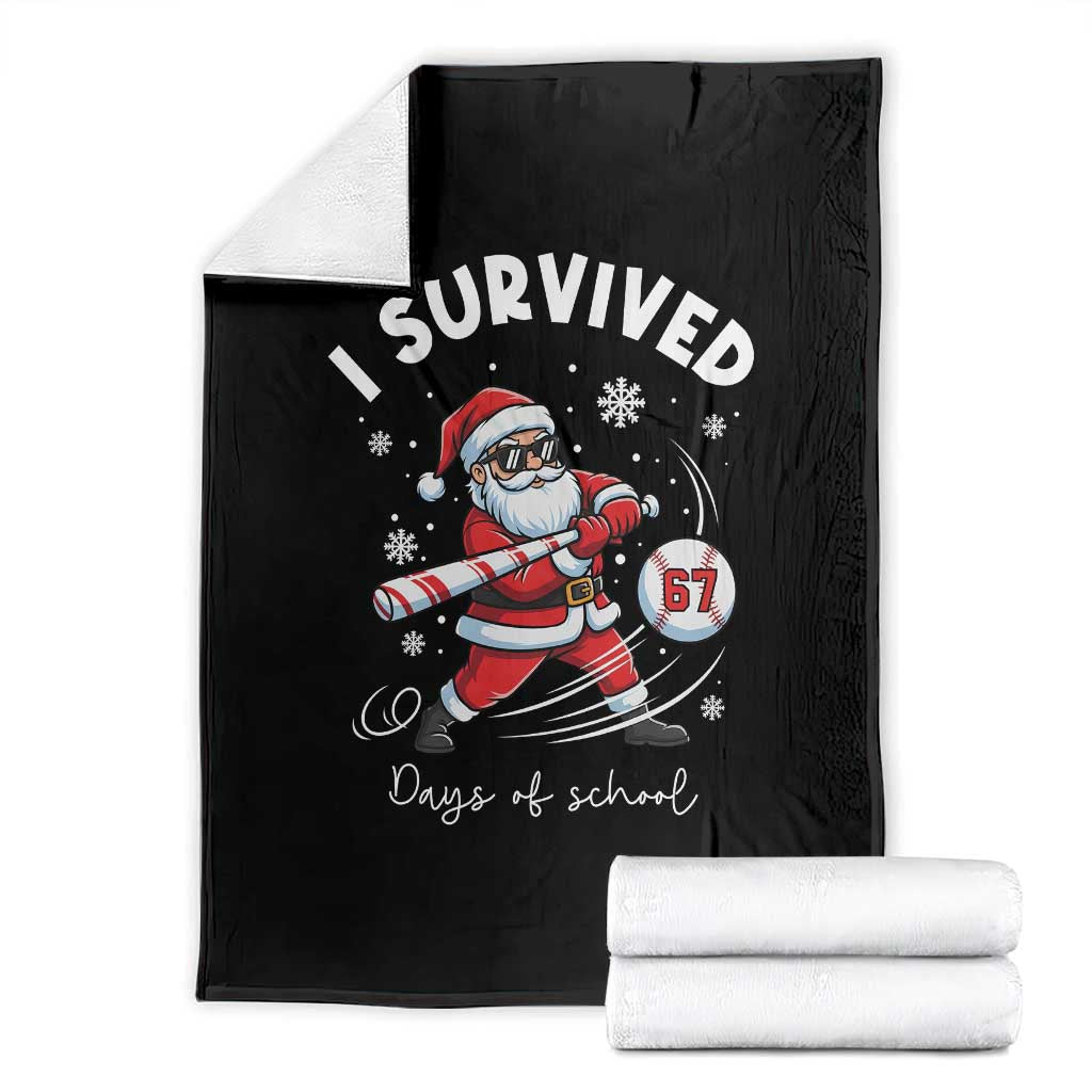 I Survived 67 Days Of School Baseball Santa Throw Blanket Funny Christmas Six Seven Meme - Wonder Print Shop