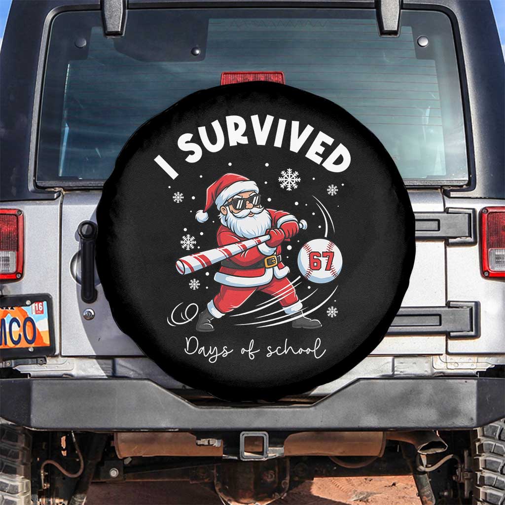 I Survived 67 Days Of School Baseball Santa Spare Tire Cover Funny Christmas Six Seven Meme - Wonder Print Shop