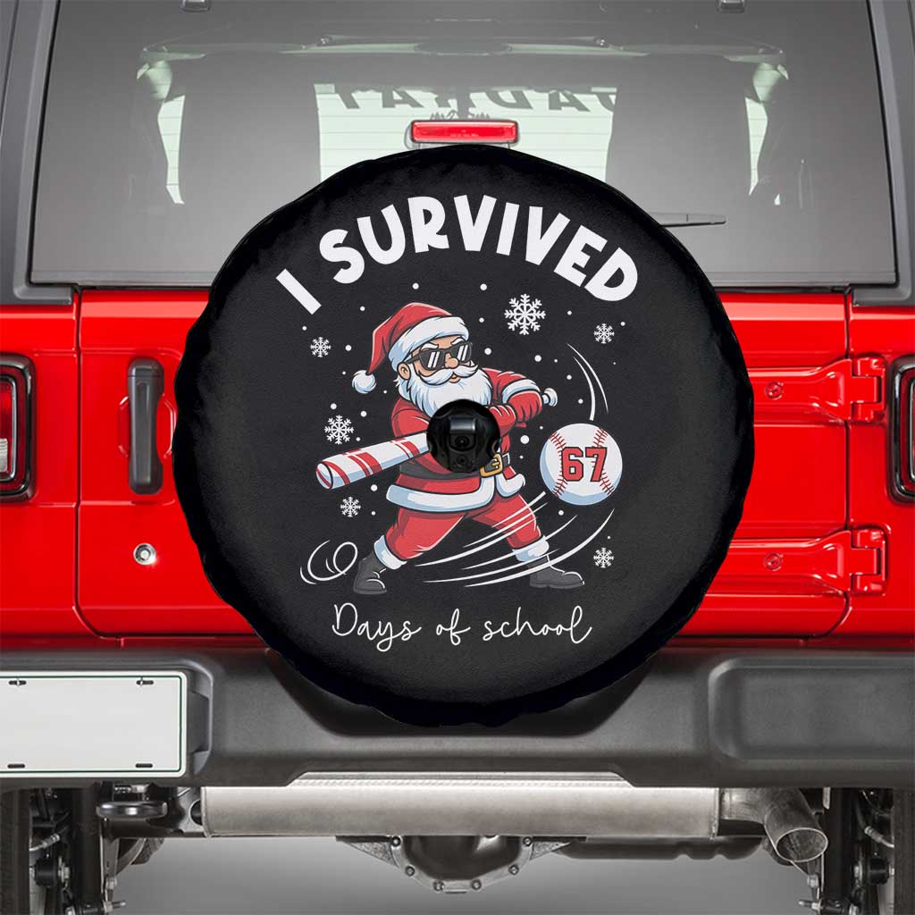 I Survived 67 Days Of School Baseball Santa Spare Tire Cover Funny Christmas Six Seven Meme - Wonder Print Shop