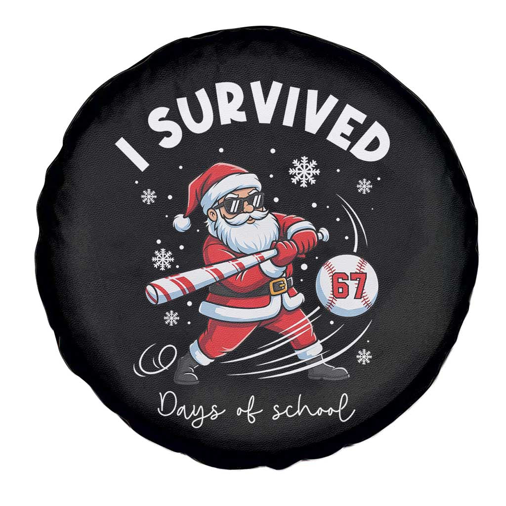 I Survived 67 Days Of School Baseball Santa Spare Tire Cover Funny Christmas Six Seven Meme - Wonder Print Shop