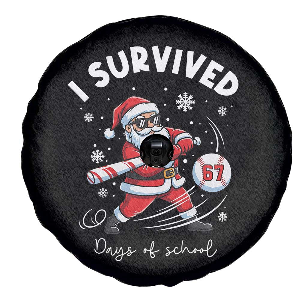 I Survived 67 Days Of School Baseball Santa Spare Tire Cover Funny Christmas Six Seven Meme - Wonder Print Shop