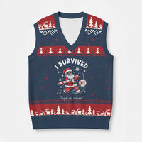 I Survived 67 Days Of School Baseball Santa V-Neck Knit Sweater Vest Funny Xmas Six Seven Meme - Wonder Print Shop