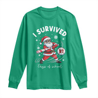 I Survived 67 Days Of School Baseball Santa Long Sleeve Shirt Funny Christmas Six Seven Meme - Wonder Print Shop