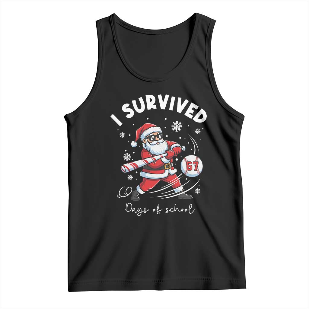 I Survived 67 Days Of School Baseball Santa Tank Top Funny Christmas Six Seven Meme - Wonder Print Shop