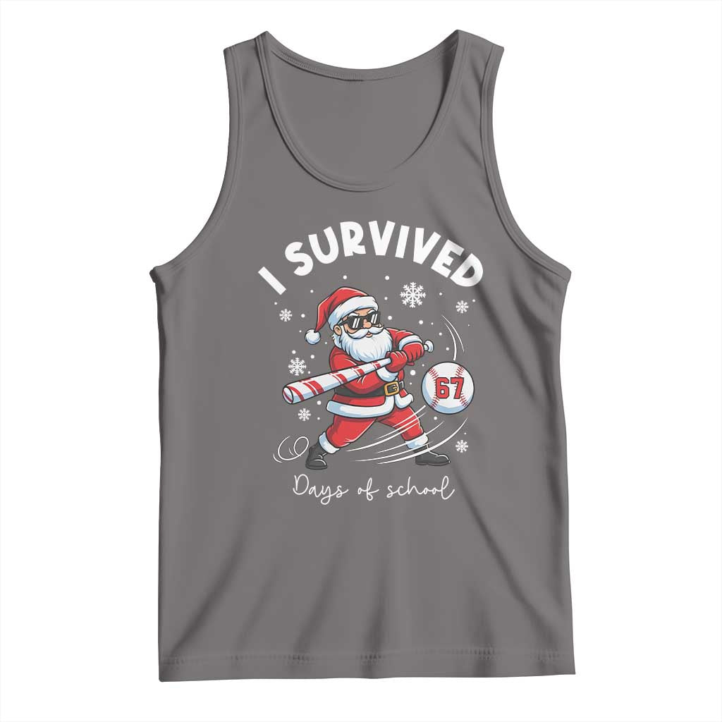 I Survived 67 Days Of School Baseball Santa Tank Top Funny Christmas Six Seven Meme - Wonder Print Shop