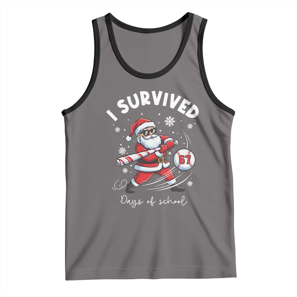 I Survived 67 Days Of School Baseball Santa Tank Top Funny Christmas Six Seven Meme - Wonder Print Shop