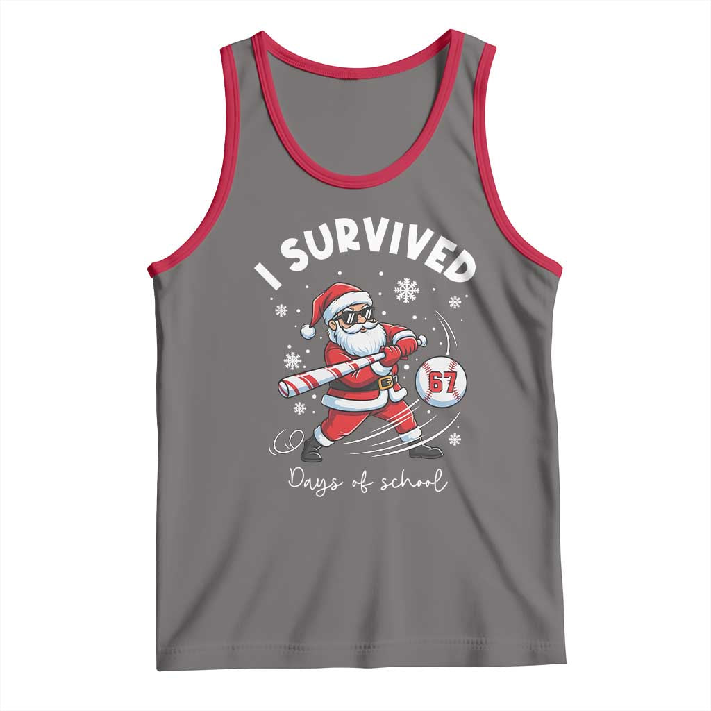I Survived 67 Days Of School Baseball Santa Tank Top Funny Christmas Six Seven Meme - Wonder Print Shop