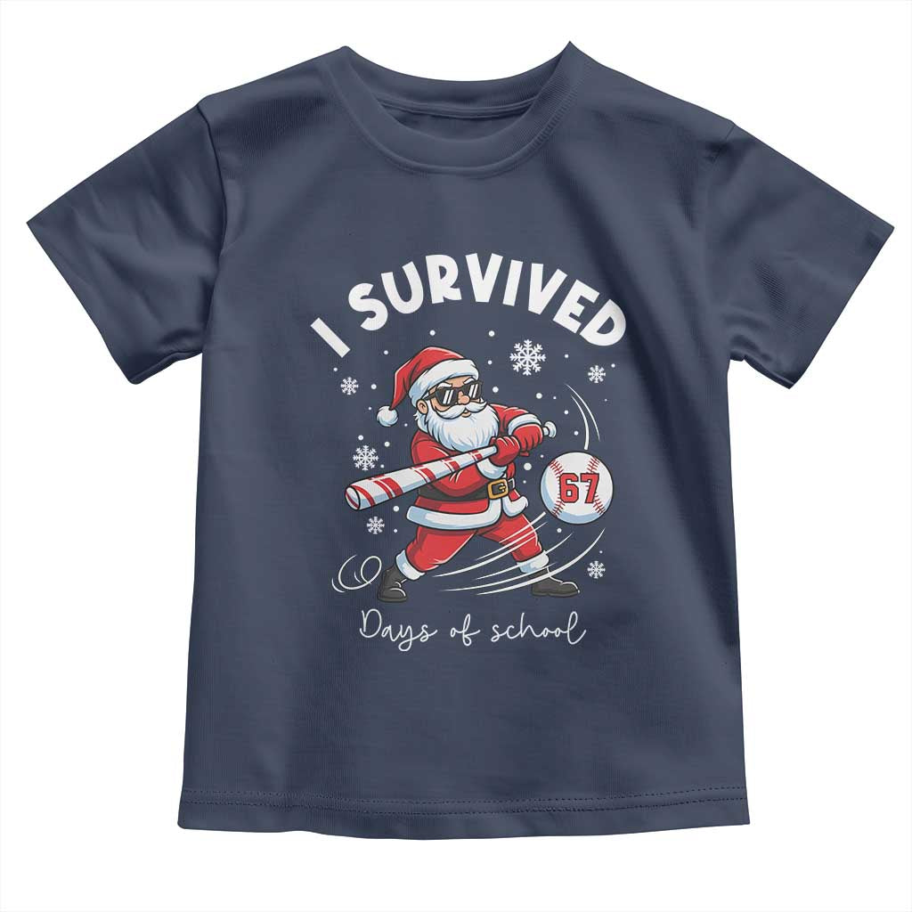 I Survived 67 Days Of School Baseball Santa Toddler T Shirt Funny Christmas Six Seven Meme - Wonder Print Shop