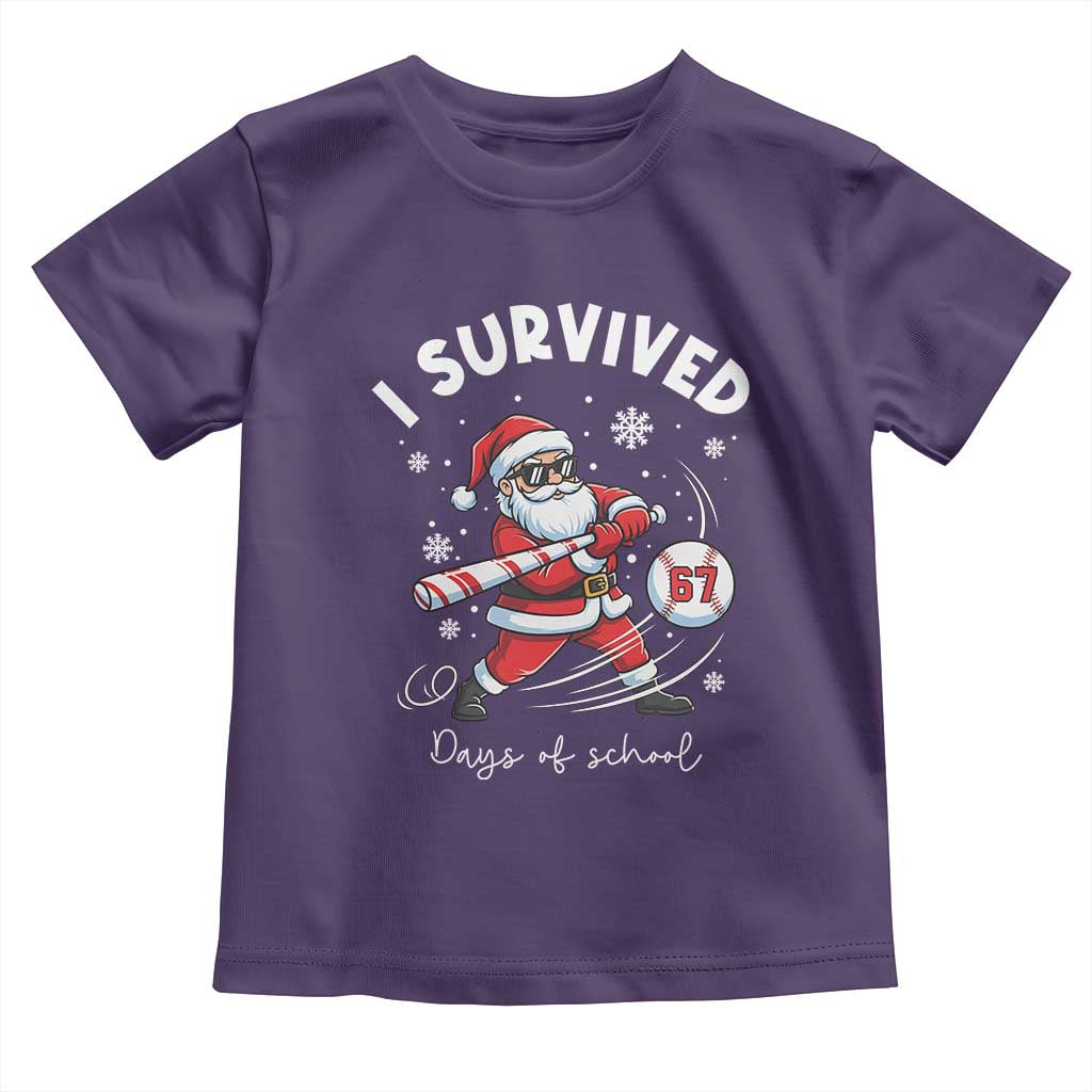 I Survived 67 Days Of School Baseball Santa Toddler T Shirt Funny Christmas Six Seven Meme - Wonder Print Shop