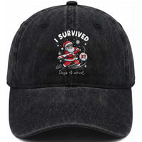 I Survived 67 Days Of School Baseball Santa Washed Cotton Baseball Cap Funny Christmas Six Seven Meme