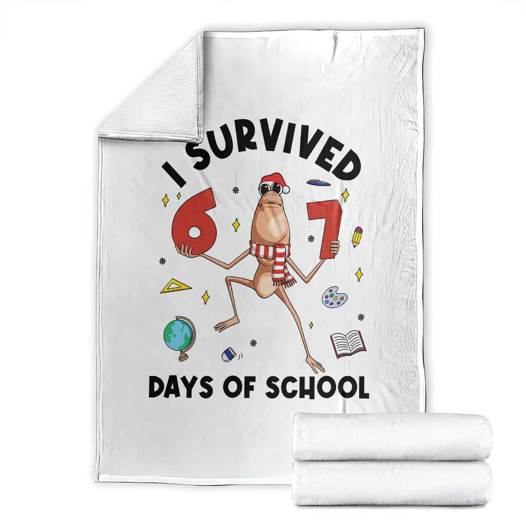 Marcus The Worm 67 Days of School Throw Blanket I Survived Funny Six Seven Meme Christmas Vibe - Wonder Print Shop