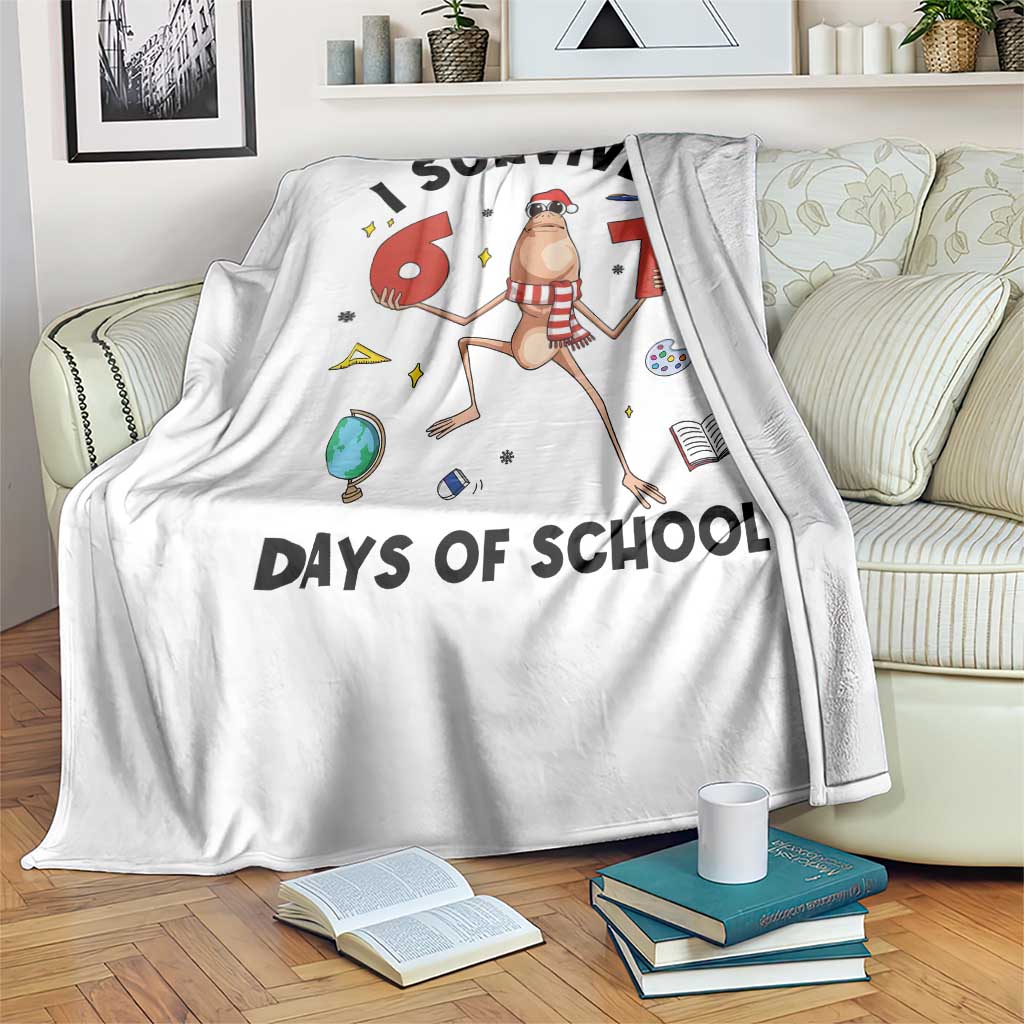 Marcus The Worm 67 Days of School Throw Blanket I Survived Funny Six Seven Meme Christmas Vibe - Wonder Print Shop