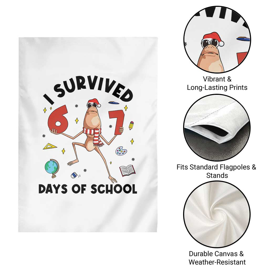 Marcus The Worm 67 Days of School Garden Flag I Survived Funny Six Seven Meme Christmas Vibe - Wonder Print Shop