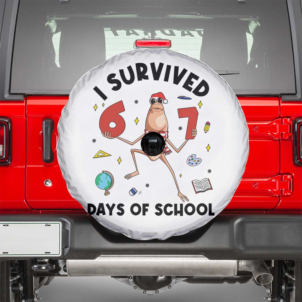 Marcus The Worm 67 Days of School Spare Tire Cover I Survived Funny Six Seven Meme Christmas Vibe - Wonder Print Shop